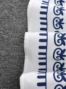 1 pieza Vestido de niña joven de manga farol con estampado retro hasta la pantorrilla, tejido blanco, apropiado para uso casual, exterior y vacaciones - Albaricoque - Ver 5