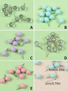 50pcs/100pcs Push Pins For Bulletin Board, Thumb Tacks For Wall, Corkboard, Map, Calendar, Photos, Rose Gold Map Push Pin, Round Head Map Pin, Clear Push Pins, Plastic Head Push Pins, With Storage Box, DIY For Craft Projects, Home Office Organization, Large Size Back To School