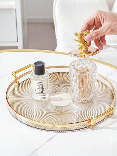 1pc Aesthetic Desktop Organizer Tray For Makeup, Perfume, And Candles - Entryway, Bathroom, Bedroom, Dorm Decor