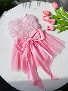 PETSIN 玫瑰婚纱粉色公主薄纱蓬蓬裙，适合婚礼、派对、宠物