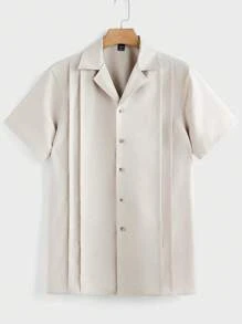 Manfinity VCAY 2pcs/Set Men Woven Close-Fitting Casual Shirt Set, Suitable For Daily Wear - Apricot - View 5