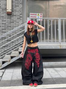 Coolane Kids Tween Girls Spring/Summer Solid Batwing Sleeve Crop Tee - Black - View 1