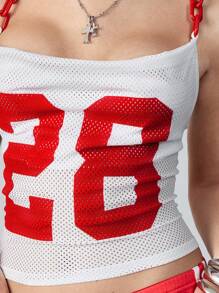 ROMWE Avant 字母领吊坠 Y2K 风格女式短款上衣，简约时尚，适合夏季