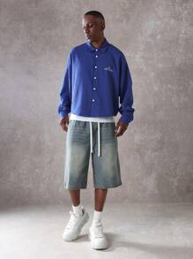 SUMWON Retro Pinstripe Button-Down Shirt Oversized Casual Long Sleeve Streetwear Classic Business Casual Office Work College Campus Spring Fall Winter