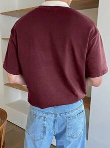 DAZY 男士字母印花红色短袖T恤，夏季