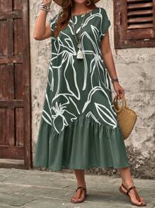 EMERY ROSE Vestido de manga corta sencillo de talla grande, moda para el verano
