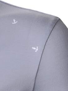 Manfinity Mode Men's Striped Anchor Casual Commuting Short Sleeve Polo Shirt - Grey - View 3