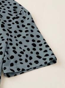 EMERY ROSE Áo thun nữ tay ngắn thường ngày mùa hè có in họa tiết toàn thân Áo thun nữ - Màu xám đen - Xem 3