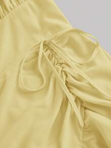 SHEIN MOD Vestido largo con volantes vintage romántico para mujer de talla grande, amarillo - Amarillo - Ver 4