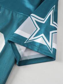 ROMWE MEN Street Life 男士运动平纹短袖 T 恤，网眼布拼布，夏季 - 墨綠色 - 查看 6