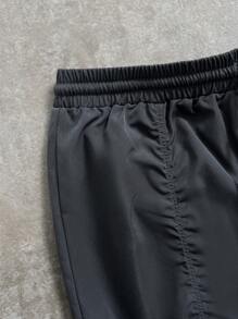 SHEIN Kids Tween Boys' Casual, Versatile, Comfortable Pleated, Tapered, Loose, Straight Leg Solid Woven Trousers Suitable For Commuting, School, Casual, Holiday, Vacation, Sports, Spring, Summer, Fall, Winter - Grey - View 6