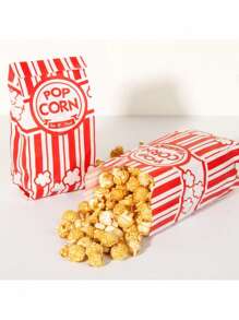 50pcs Paper Popcorn Bags For Party Popcorn Container Pop Corn Bags Bulk For Popcorn Machine Accessories Supplies School Supplies Food Bag Food Box Suitable For Candy Chocolate Cookies Etc. Valentine's Day, Valentines Wedding, Birthday,School Stuff, Kitchen Decor. - Multicolor - View 3