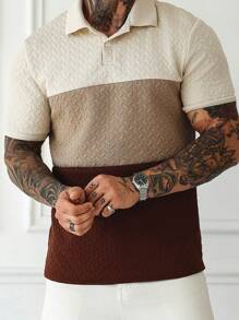 Manfinity Homme Áo thun Polo vải họa tiết tông màu đất dành cho nam - Nhiều màu - Xem 4