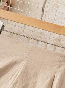 DreamSkyne Plus Size Solid Color Pleated Casual Shorts - Apricot - View 4