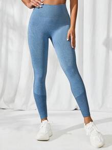 Easithlete Seamless High Stretch Sports Leggings Yoga Women Pants - Dusty Blue - View 4