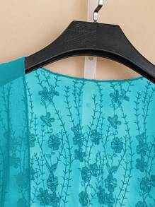 EMERY ROSE Áo cánh thêu màu trơn thường ngày cỡ lớn cho nữ - Màu xanh ngọc - Xem 3