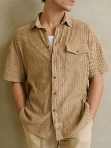 Manfinity VCAY Camisa de punto casual de manga corta, cuello de murciélago, suelta, adecuada para el verano para hombres