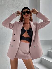 Aveloria Modichic 纯色双排扣长袖西装外套，简约时尚