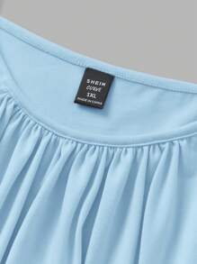 SHEIN EZwear 3 件/套大码女式褶皱宽松吊带背心可调节肩带吊带背心上衣，适合春夏季，颜色：黑色、白色、浅蓝色 - 彩色 - 查看 4