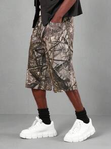 SUMWON 迷彩印花工装牛仔短裤战术户外狩猎徒步夏季休闲宽松多口袋街头服饰节日探险短裤 - 彩色 - 查看 1