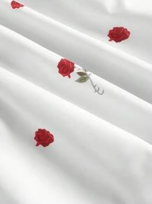 SHEIN MOD Women's Rose Pattern Lace Trim Dress - White - View 4