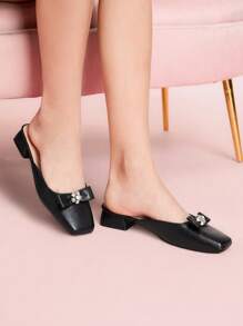 CUCCOO DOLLMOD CUCCOO Fashionable Casual Slip-On Flat Mule Shoes - Black - View 3