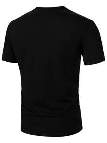 Manfinity Homme Áo thun nam tay ngắn cổ chữ V màu trơn đơn giản - Nhiều màu - Xem 3