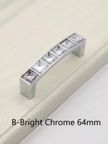 1pc/6pcs puxadores de gaveta de cristal, alças de metal transparentes quadradas de diamante, botões sólidos de furo duplo para armário de vinho, guarda-roupa, armário com parafusos, espaçamento de furo de 64 mm/96 mm/128 mm, ferragens para móveis