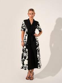 SHEIN Clasi Abito elegante da donna con stampa floreale e vita annodata - Multicolore - Visualizzare 6