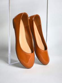 SHUZIA Women's Glamorous Round Toe Ballerina Flats Mother's Day Present - Camel - View 5