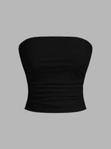 SHEIN EZwear 3件套女士休闲褶皱露脐吊带背心套装 - 彩色 - 查看 8
