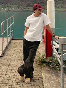 DAZY Men's Plain White T-Shirt, Simple Style Suitable For Summer - White - View 3