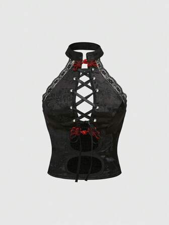 J-Fashion Top ras-du-cou sexy à col nu avec boutons, motif jacquard en satin, style chinois