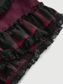 ROMWE Goth Y2K Dark Pirate Skull Mini Denim Shorts - Red - View 3