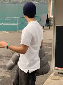 DAZY Men's Plain White T-Shirt, Simple Style Suitable For Summer - White - View 2