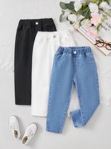 SHEIN 女童三色弹力牛仔裤