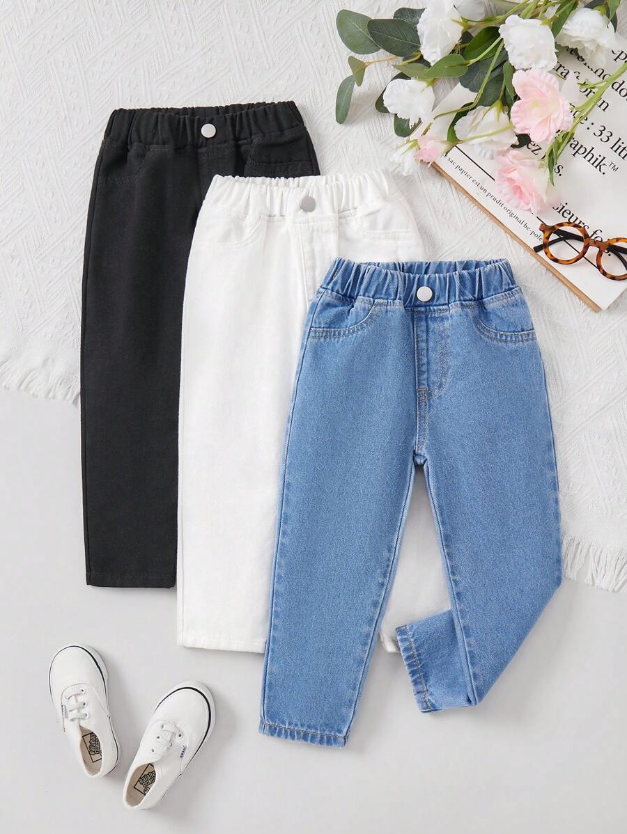 SHEIN 女童三色弹力牛仔裤
