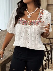 Weeklong Camiseta talla grande, escote cuadrado, minimalista y de moda, apta para el verano - Albaricoque - Ver 7