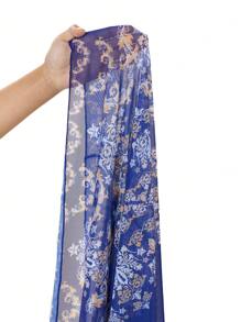 Swim Oasis Plus Size Women's Asymmetrical Print Asymmetric Spaghetti Strap One-Piece Swimsuit With Matching Long Fitted Skirt 2 Pieces Casual Summer Beach Vacation Swimwear Set