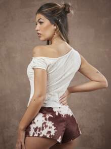 Hauture Summer Women, Women, White Paisley Lace Asymmetric Off Shoulder Cami Top, Women Tops, Summer Tops, White Top, Boho Tops, Vacation - White - View 2