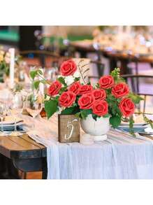 Artificial Flowers 7/12/17/22/27/32pcs Real Looking Ivory Foam Fake Roses With Stems For DIY Wedding Bouquets Bridal Shower Centerpieces Arrangements Party Tables Decorations OPP Bag Packaging (Excluding Box), Valentine Day, Gift