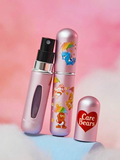 SHEIN X Care Bears 1 pieza Botella de spray con estampado de Osito de la Hora de Dormir, Osito Alegre, Osito Divertido, Osito Cariñoso de 5ml/0.2oz, rellenable por la parte inferior para líquidos, puede usarse para contener perfume, agua de cuidado de la piel y otros productos líquidos, Body compacto para facilitar su portabilidad