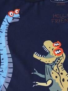 SHEIN 4pcs/Set Cute Cartoon Animal Print Round Neck Short Sleeve T-Shirts For Young Boy, Soft Fabric Suitable For Street, School, Outdoor Play In Spring & Summer, Getaway, Holiday, Travel, Relax, Sunbathing - Multicolor - View 8