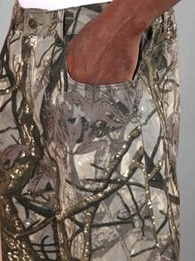 SUMWON 迷彩印花工装牛仔短裤战术户外狩猎徒步夏季休闲宽松多口袋街头服饰节日探险短裤 - 彩色 - 查看 6