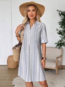 EMERY ROSE Women Short Sleeve Simple Casual Mini Dress, Suitable For Summer
