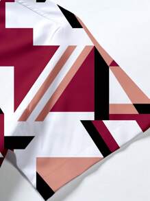 Manfinity Hypemode 男士几何印花单排扣休闲短袖衬衫（不对称印花）男士图案衬衫图案图案 - 彩色 - 查看 3