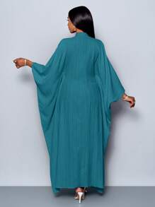 SOLERSUN Women's Loose Solid Color Casual Long Shirt For Summer/Spring - Teal Blue - View 2