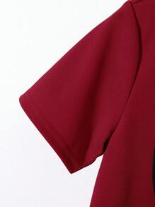 SHEIN Leap Crew 2pcs/Set Tween Boy Casual Adorable Colorblock Round Neck Short Sleeve T-Shirt & Shorts Set, Suitable For Commuting, School, Daily Casual And Sports, Spring/Summer - Red - View 4