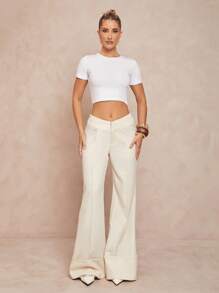 Lumalex Pantalones largos acampanados con talle en V para mujeres
