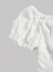 SHEIN MOD Spring And Summer New Plus Size Women Floral Embroidery Blouse, French Elegant Women White Top, Suitable For Summer Tops,Plus Women Blouses,Summer Blouse,Button Down Shirt,Flower Top,Curve Plus Tops - White - View 3